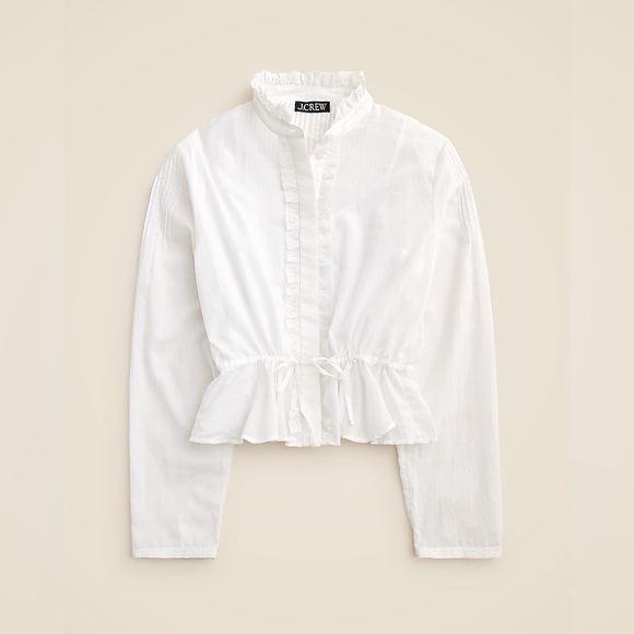 NWT J. Crew Lace-trim cinched-waist top in cotton voile - Picture 5 of 8